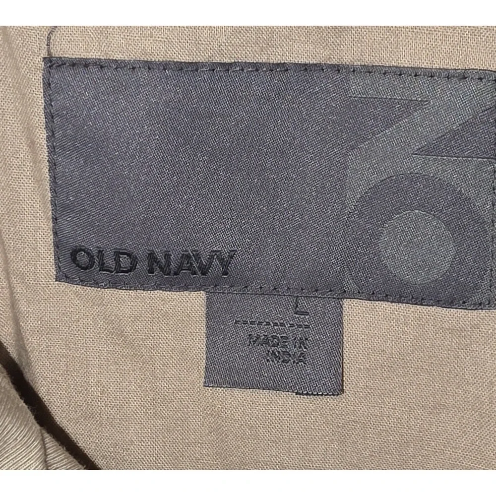 Old Navy Mens Jacket Large Tan Hooded Utility Cargo‎ Pockets Casual Cotton Blend